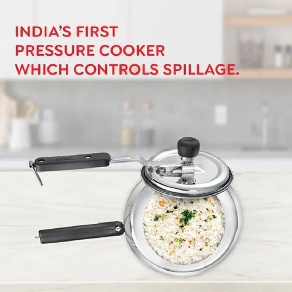 Prestige Nakshatra Plus Svachh Aluminium Spillage Control Handi Pressure Cooker - Silver, 3 l-2.webp